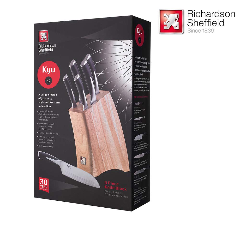 Amefa Stahlwaren GmbH 697001 KYU - Bloque de 5 Cuchillos (bambú, Acero Inoxidable)