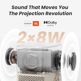 【Sound by J&Built-in Battery】 WiFi Bluetooth,Yaber T2 Proyector Full HD 1080P Nativo,Auto Enfoque/Keystone, 2,5H Vídeo Proyector Cine en Casa/Exterior para Movil/iOS/Android (K.H.)