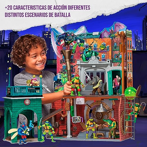 TORTUGAS NINJA Sewer Lair Playset, Juguete de la guarida en Las alcantarillas, Set como en la película, 20 características y 3 Niveles de Juego, 4 años, Famosa (TU802000)