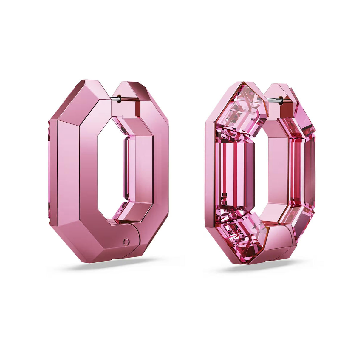 Swarovski Pendientes de aro Lucent, Forma octagonal, Pequeños, Rosas