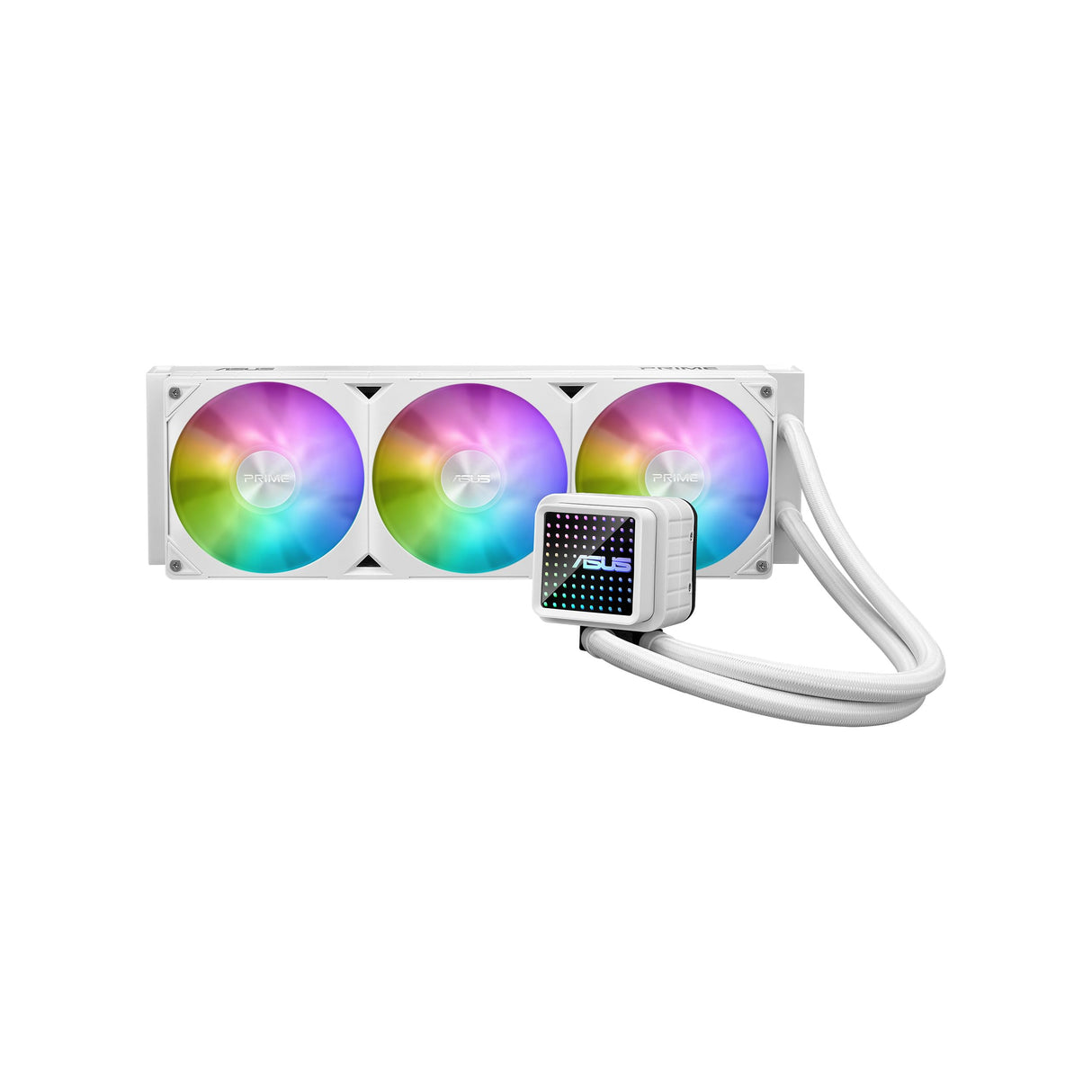ASUS Prime LC ARGB White Edition - Refrigeración por agua para CPU líquida todo en uno (superficie de contacto ampliada, bloque de agua con lentes de espejo infinito, ventilador ARGB, Intel LGA 1851,