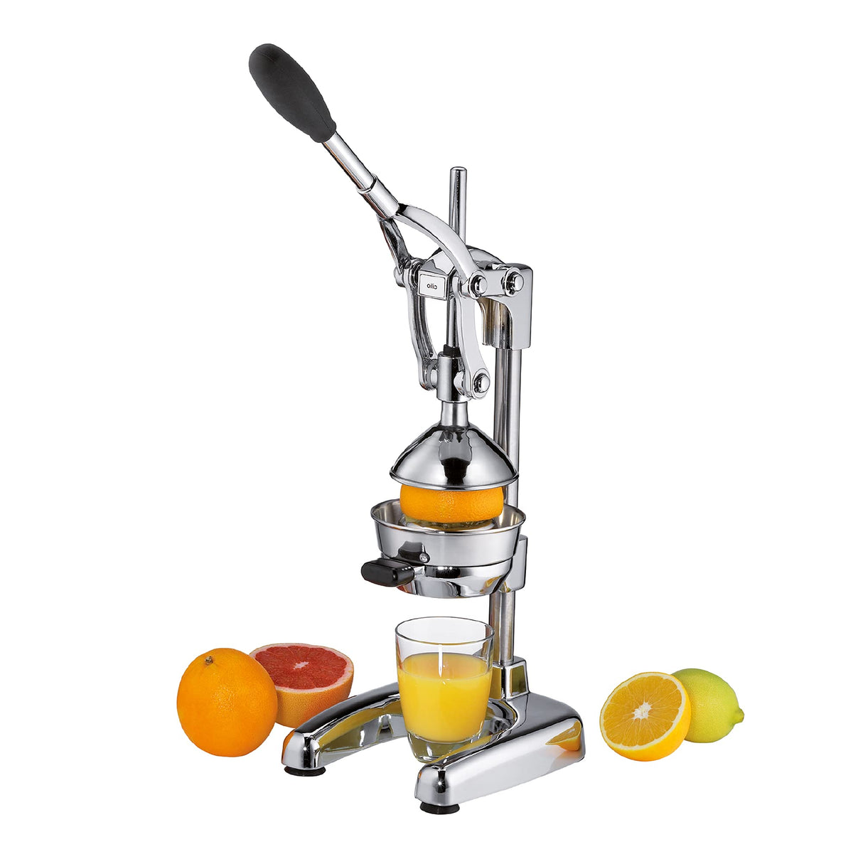 Cilio Exprimidor manual AMALFI | acero inoxidable | exprimidor manual para un 25% más de zumo | bajo esfuerzo | exprimidor profesional | 22,5 x 19,5 x 43,5 cm, cromado