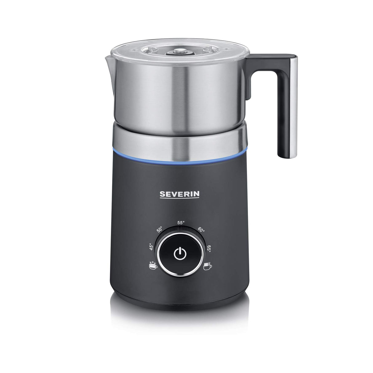 SEVERIN Espumador de leche por inducción Spuma 700, espumador eléctrico que no quema la leche, jarra espumadora apta para el lavavajillas, acero inoxidable/negro mate, SM 3586