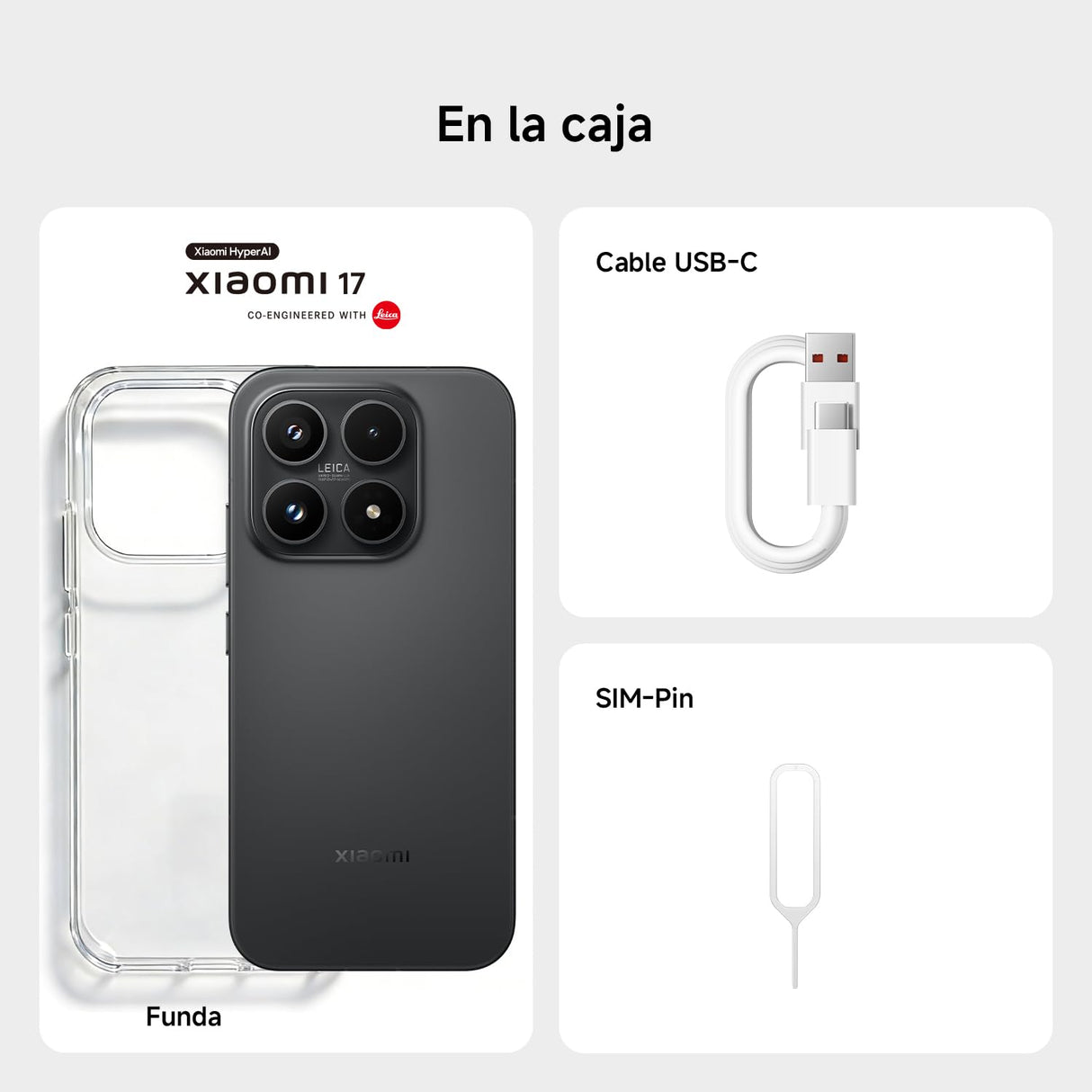 XIAOMI 17, Smartphone 12+256 GB, Lente óptica Leica Summilux, batería de 6330 mAh (Tipo), HyperAI, Negro, garantía del Fabricante 2 años + 1 año Extra, Cargador no Incluido