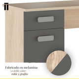 Shiito | Modelo Chelsea - Mesa de Estudio con 2 Cajones | Natural Grafito - 70.8 x 120 x 49.8 cm | Escritorio Sencillo y Moderno