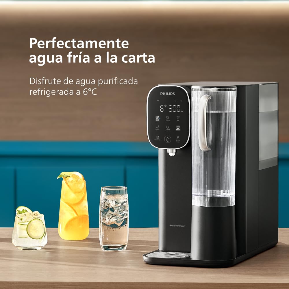 Philips Water Dispensador sobremesa de ósmosis inversa ADD6912BK/10, elimina hasta 110 sustancias, agua fría, caliente y a temperatura ambiente, vida útil del filtro 1 año