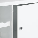 Relaxdays Carrito Auxiliar de Cocina, Botellero, Portacopas, con Puerta, Toallero, 83x92x40 cm, Bambú, Blanco/Natural, Nailon, Tablero de Fibras