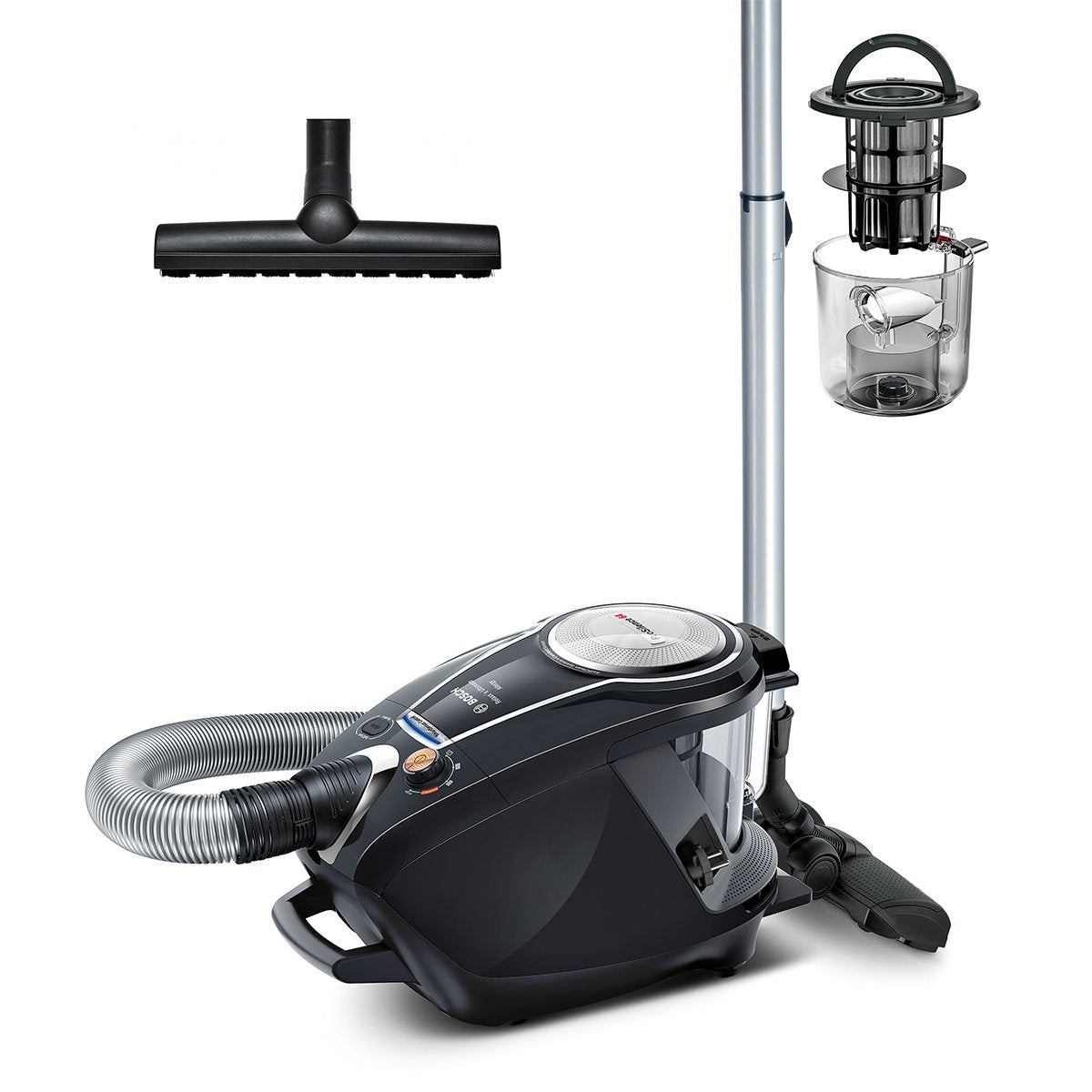 Bosch ProSilence Serie I 8 - Aspirador silencioso sin bolsa, con SmartSensorControl y sistema de autolimpieza inteligente, en negro