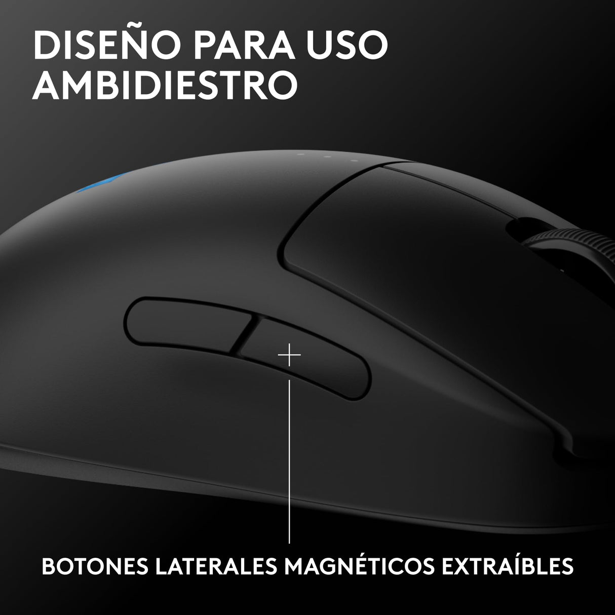 Logitech G PRO 2 LIGHTSPEED,ratón inalámbrico para gaming, para diestros o zurdos con hasta 4 botones laterales magnéticos personalizables y conmutables,sensor de 44 000 DPI,carga USB-C, PC/Mac-Negro