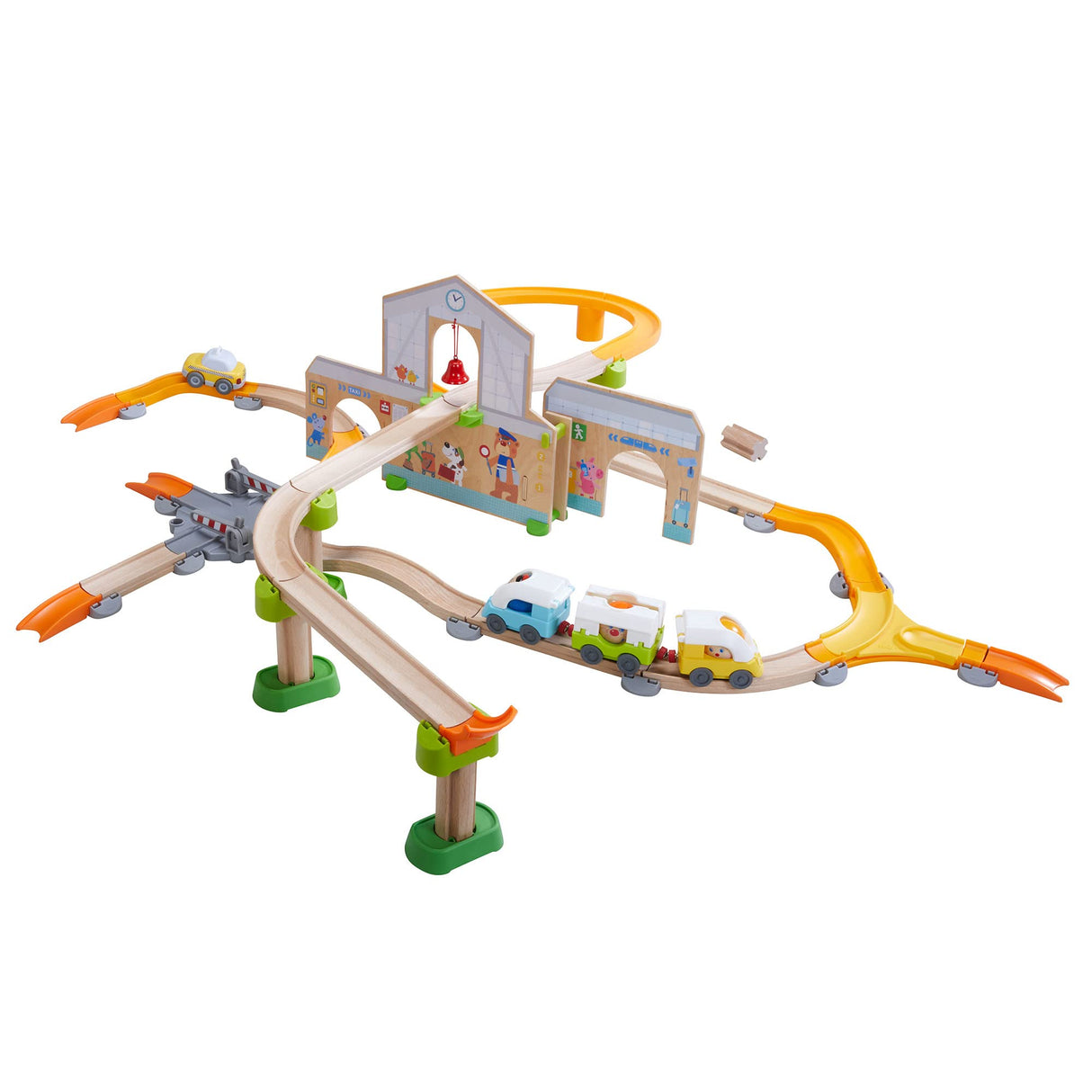 HABA 306745 Kullerbü – Spielbahn Bahnhof, Primera Pista de Bolas a Partir de 2 años, Multicolor