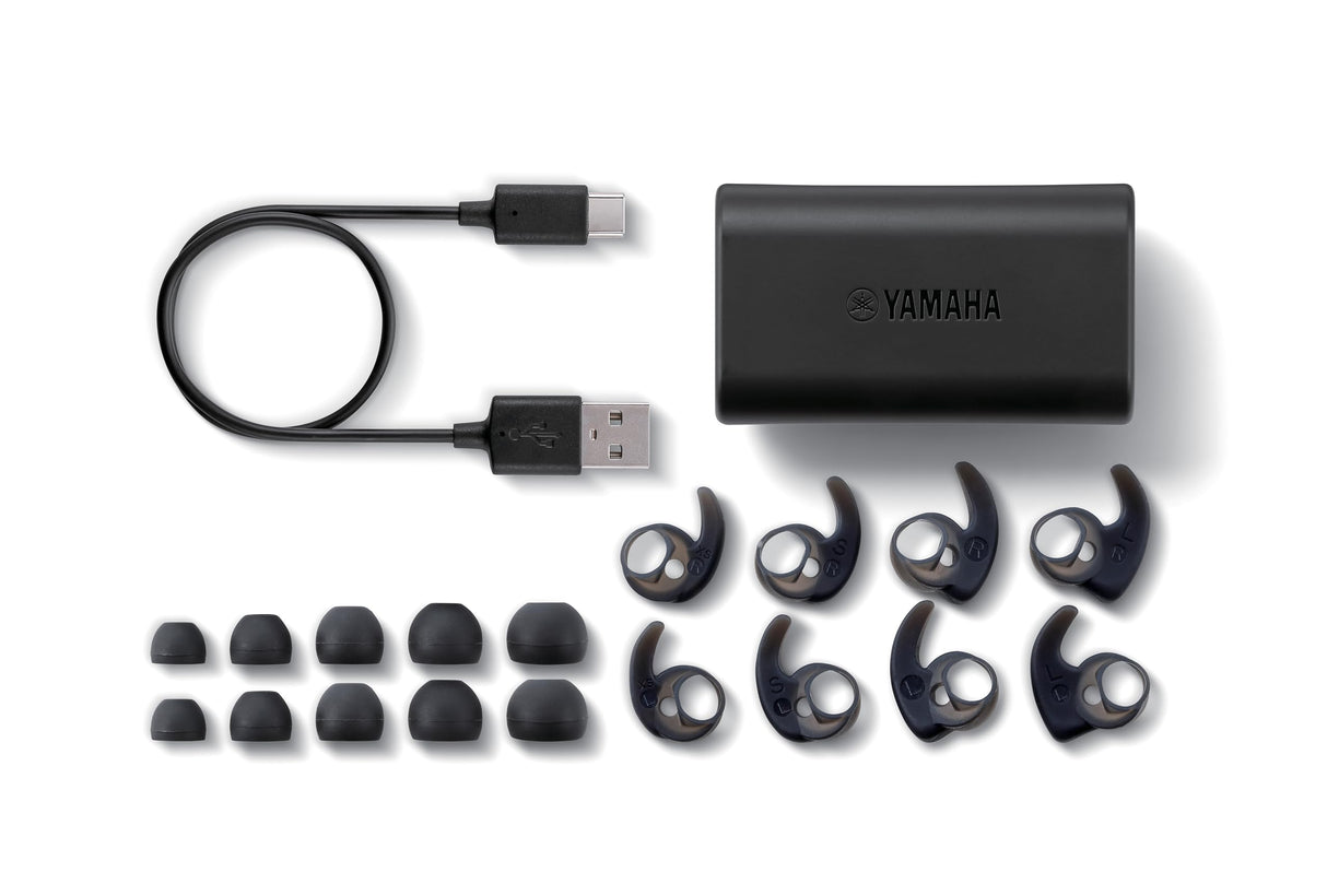 Yamaha TW-ES5A Auriculares In-Ear Deportivos True Wireless Bluetooth con Listening Care, Micrófono con Diseño Avanzado, Resistente al Agua y al Sudor IPX7 - Negro