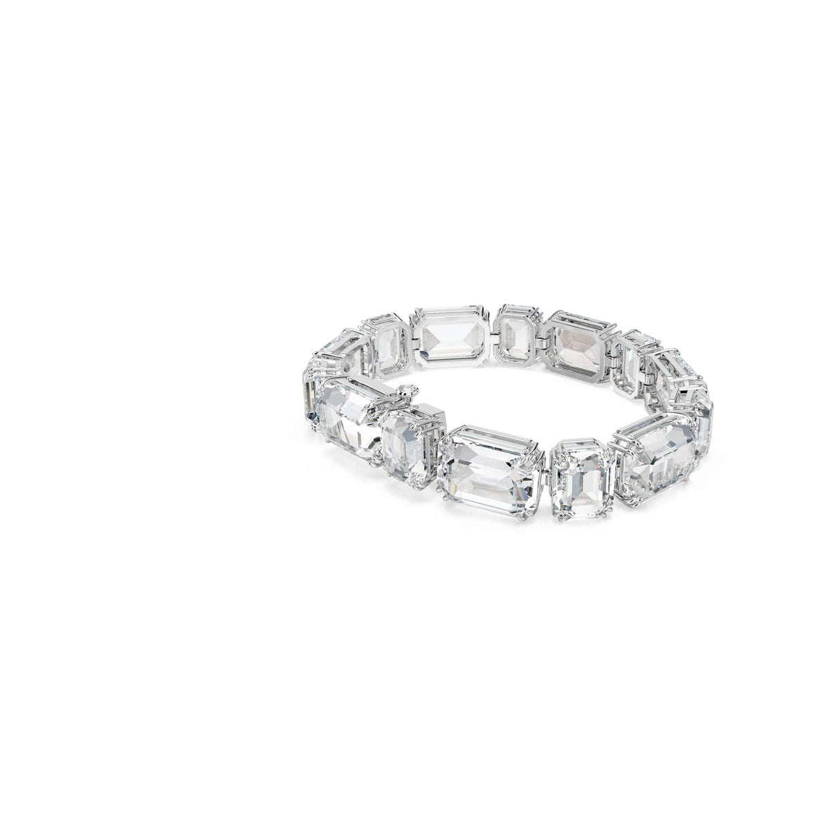 Swarovski Pulsera Tennis Millenia, Talla octogonal, Blanca, Baño de rodio