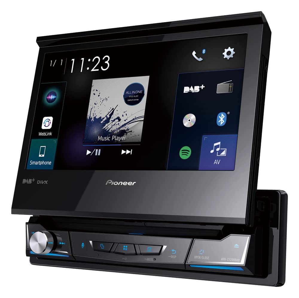 Pioneer AVH-Z7200DAB - Reproductor Multimedia 1-DIN, Pantalla táctil desplegable de 7"y 24 bits, conectividad por Cable USB, Apple CarPlay, Android Auto, Dab/Dab+, Waze, Bluetooth, GEQ de 13 Bandas