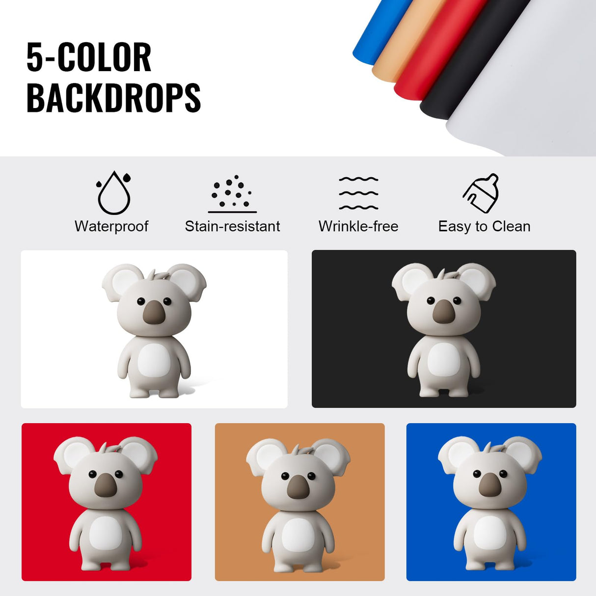VEVOR Caja de Luz para Estudio Fotográfico 100x100 cm 5600K Caja de Fotos para Fotografía 210 Luces Led 5 Fondos Adaptador de Corriente Piezas de Esquina de Tela Suave CRI ≥95 para Fotografía