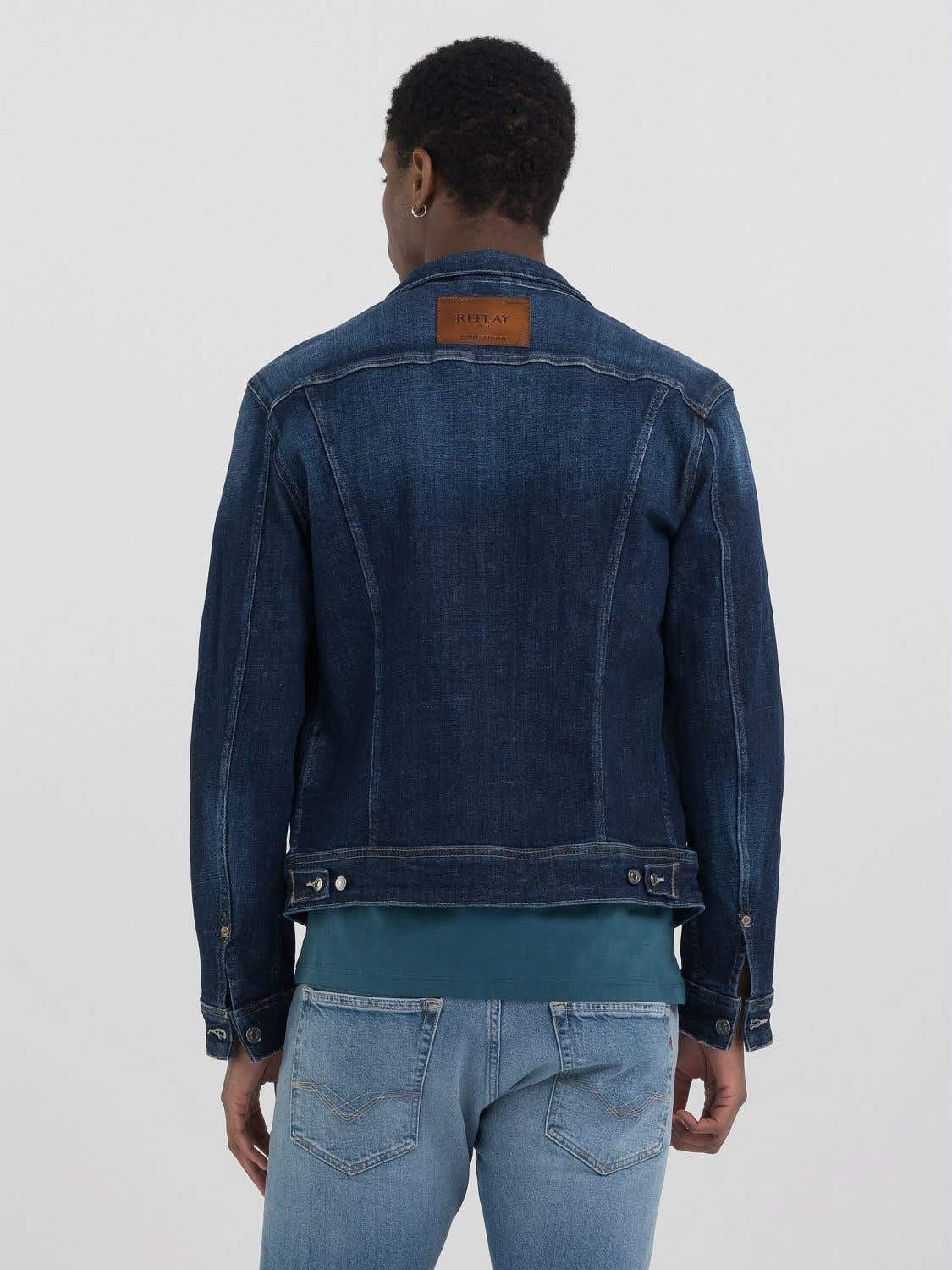 Replay Mv842j Aged Chaqueta Vaquera, 007 Dark Blue, L Hombres
