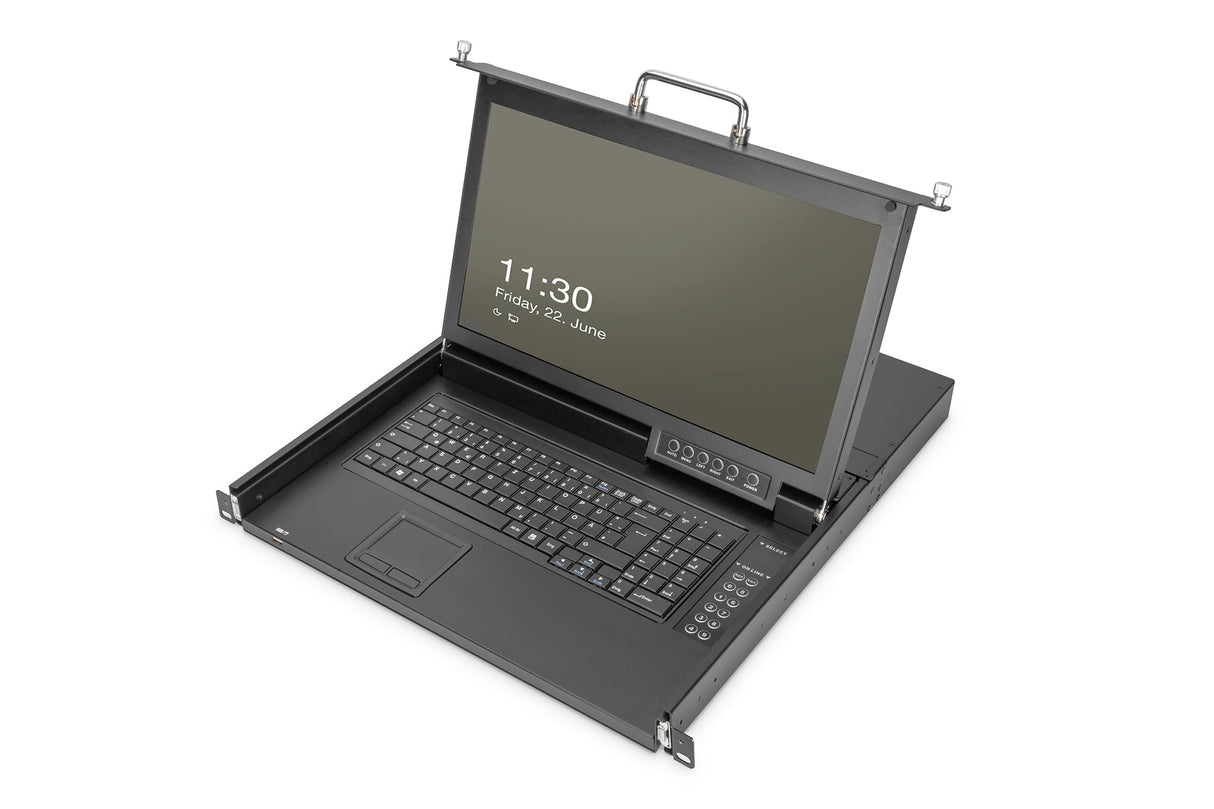 DIGITUS Consola KVM LCD HD de 17", VGA de 1 Puerto, Teclado alemán