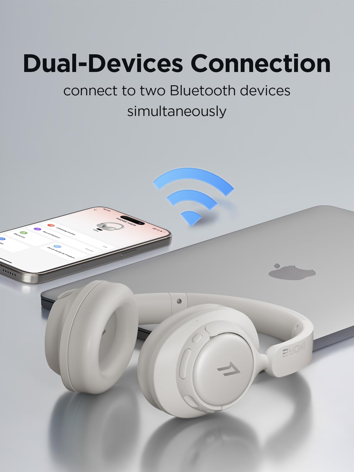 1MORE HQ31 - Auriculares inalámbricos Bluetooth, con cancelación de Ruido Activa híbrida, 90 Horas de reproducción, Audio Hi-Res, Sonido Espacial, Llamadas claras, Carga rápida, Ecualizador en la