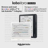 Kobo Libra Colour eReader | Pantalla E Ink Kaleido™ 3 de 7" | Temperatura del Color y Brillo Ajustables | Reducción luz Azul | eBooks y AudioBooks | Memoría 32 GB | Resistente al Agua | Blanco