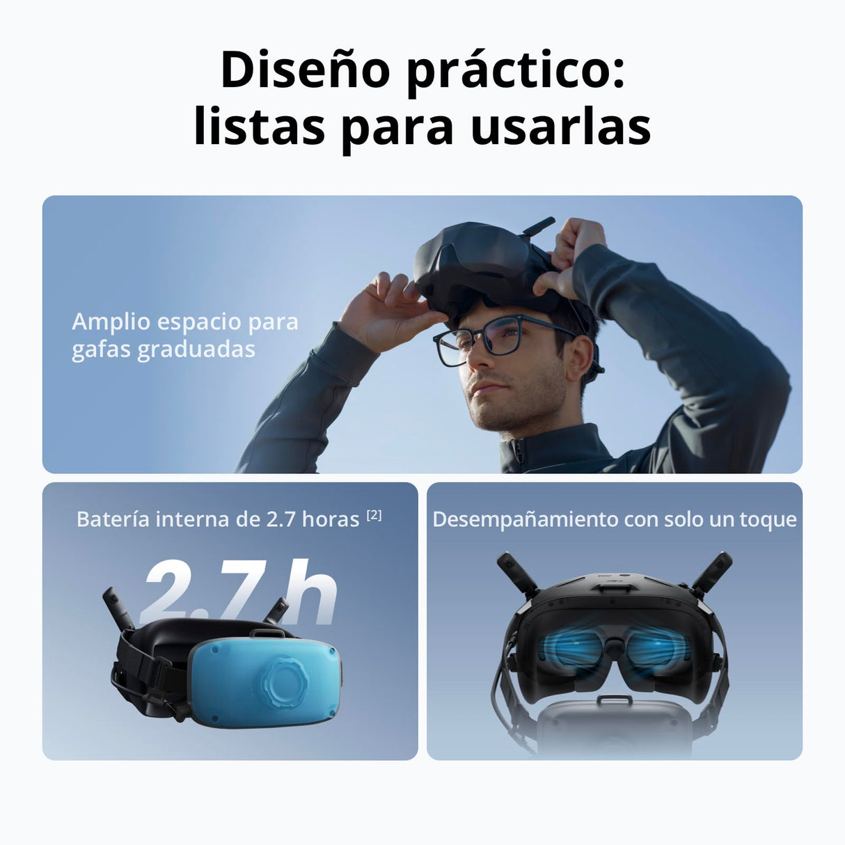 DJI Goggles N3, Gafas FPV con Pantalla 1080p ultraamplia, Experiencia de Vuelo inmersiva, Gafas de dron FPV, Streaming inalámbrico, Gafas de dron, Kit Listo para usarse, cursor en Realidad Aumentada