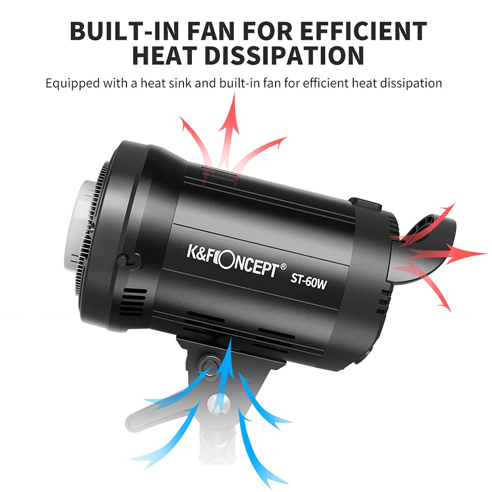 K&F CONCEPT- SL-60W LED Video Flash con Luz Blanca 5600K, 60W CRI 95+,TLCI 95+ con Foco LED con Control Remoto,Obturador,Reflector,Montura Bowens para Video,Estudio Fotografía al Aire Libre,Foco LED