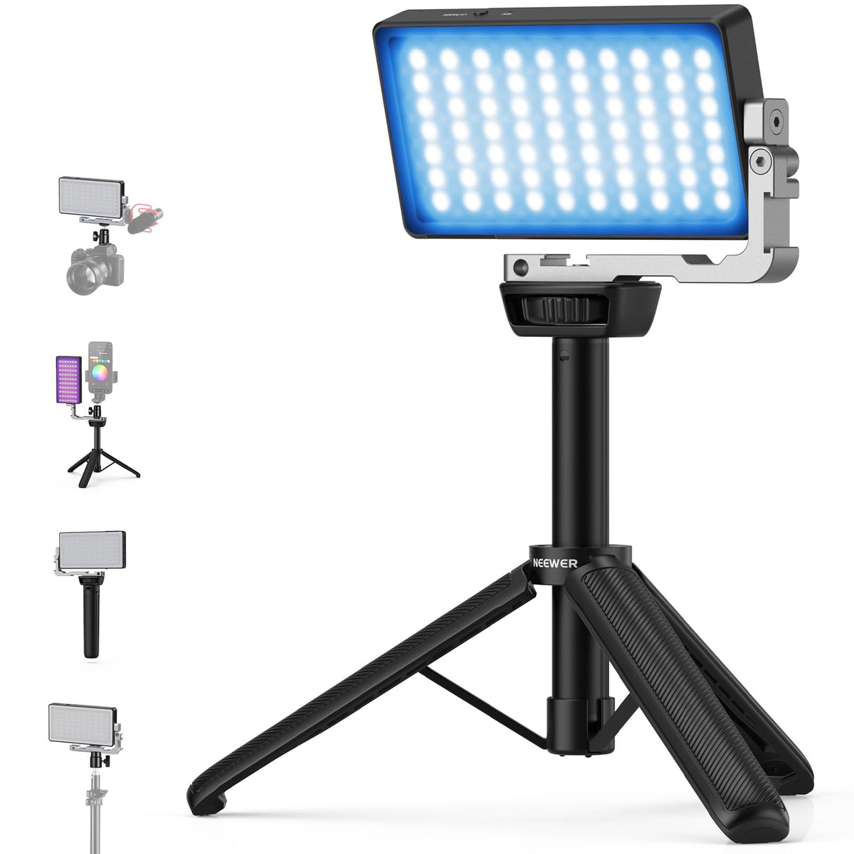 NEEWER - Lámpara de vídeo RGB de 12 W, Panel LED para Streaming, Selfie, 2500 K-10000 K CRI97+, Control App/2.4 G, batería 4300 mAh, Soporte de Escritorio para Vlogging, grabación de vídeo, Podcast
