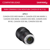 Samyang SA3501 - Tele-Objetivo Medio CSC 85 mm F1.8 para Sensor APS-C Canon M