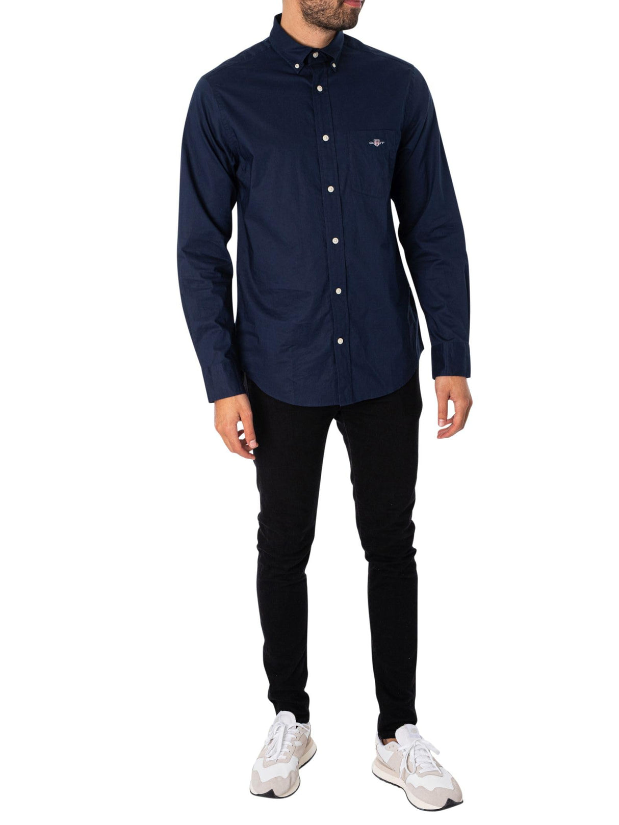 GANT Reg Poplin Shirt Camisa de Vestir, Marine, L para Hombre