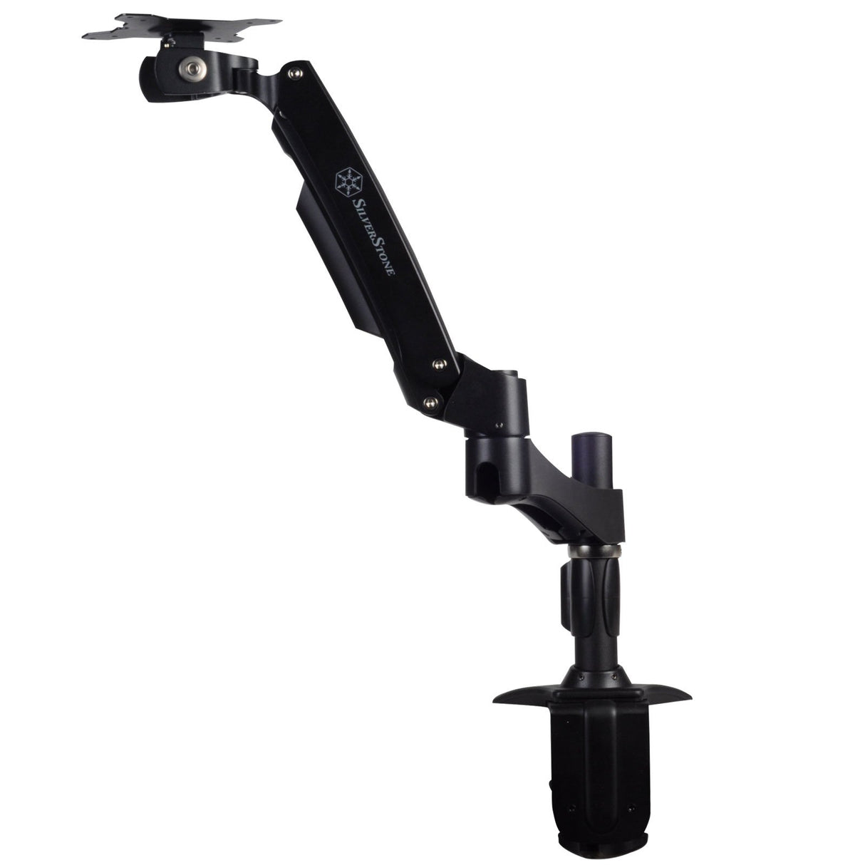 SilverStone SST-ARM11BC - Bracket para montaje de un brazo para monitor LCD LED, Ajustable, con rotación de 360º, brazo basculante arriba/abajo 90º,izquierda/derecha 90º & 180º Max VESA100x100,negro