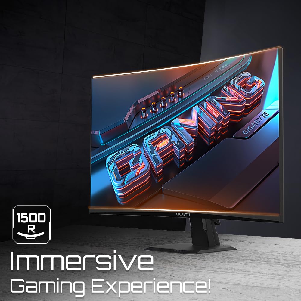 Gigabyte GS27FC 27" Monitor de Juego Curvo FHD - 1920 x 1080, 1500R, 180Hz, 1 ms, 250 CD/m², FreeSync Premium, HDR Ready, HDMI 2.0, Displayport 1.4