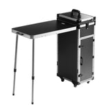 VEVOR Estuche de Maquillaje Profesional de Aluminio, Banco de Trabajo con Patas de Apoyo, Estuche de Cosméticos con Ruedas, Carro Organizador de Viaje Grande, con Ruedas Giratorias de 360°, Negro