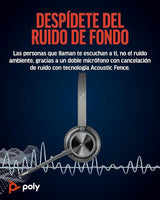 Auriculares inalámbricos Poly Voyager 4320 UC - Audífonos estéreo con micrófono de brazo con cancelación de ruido - Conexión Bluetooth a PC/teléfono móvil - Funciona: Teams (certificado), Zoom y más