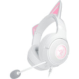 Razer Kraken Kitty V2 - Auriculares RGB con Cable y Kitty Ears para Juegos y Streaming (325 g, transductores Triforce de 40 mm, micrófono cardioide HyperClear, Sonido Envolvente) Blanco