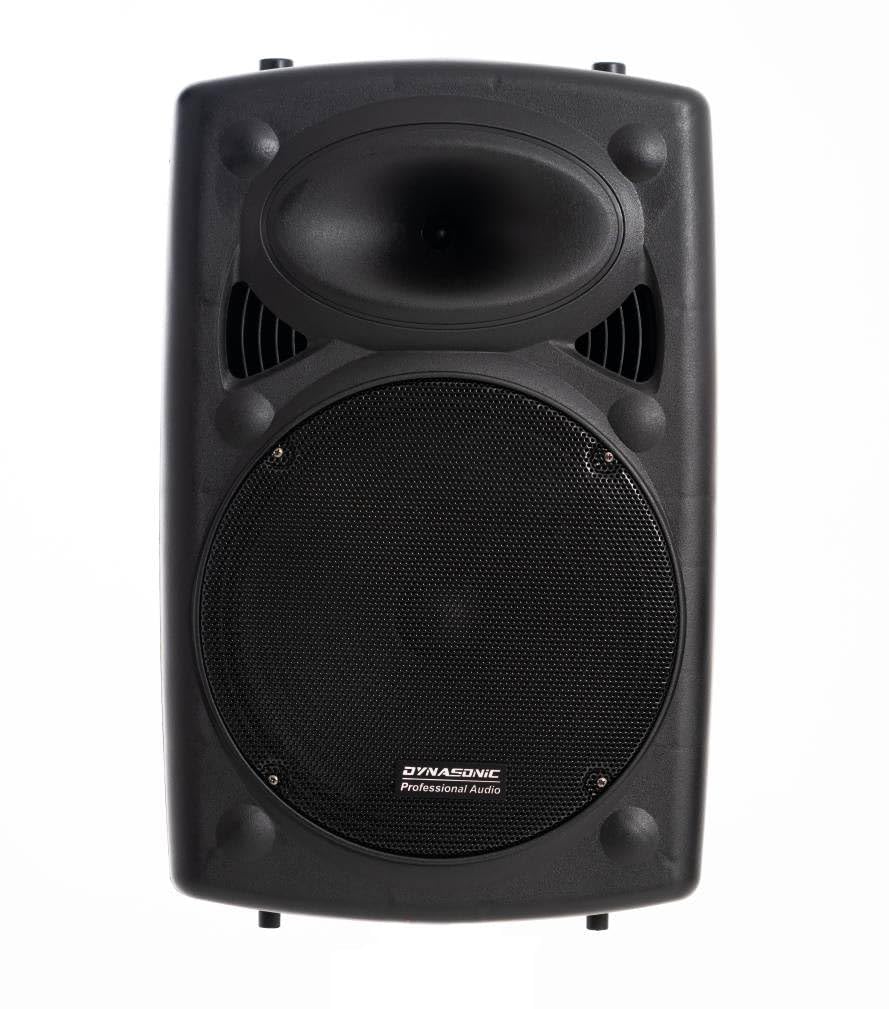 DYNASONIC - Dynapro 12’ (Segunda Generación) Altavoz portátil Sistema Audio Profesional Potencia 700W - USB Bluetooth Radio FM Micrófonos, Negro - Soporte para Dispositivos movil y Tablet
