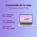 Lenovo Chromebook Plus Gen 10 - Ordenador Portátil 14'' WUXGA OLED (MediaTek Kompanio Ultra 910, 12GB RAM, 128GB UFS, ChromeOS)-Seashell + 1 año de Google AI Pro con Gemini Pro y 2TB de Almacenamiento