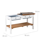 roba Ampliación de Cocina para casa de Juegos – Cocina Infantil al Aire Libre Blanco y marrón con Barbacoa y Placas de cocción – Accesorios para casa de Juegos de jardín a Partir de 18 Meses – con