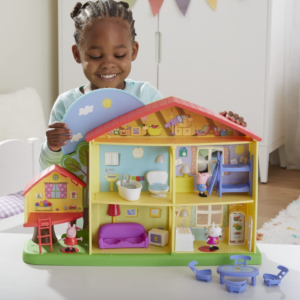 Peppa Pig Peppa’s Adventures Peppa's Playtime to Bedtime House Pre-school Toy, Speech, Light and Sounds, Ages 3 and Up , Red