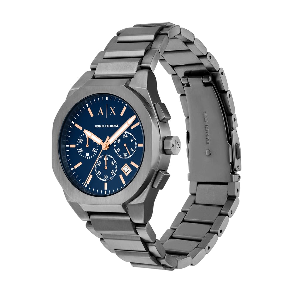 Armani Exchange Orologio da uomo, Movimento cronografo al quarzo e cassa da 42 mm con cinturino in Acciaio inossidabile
