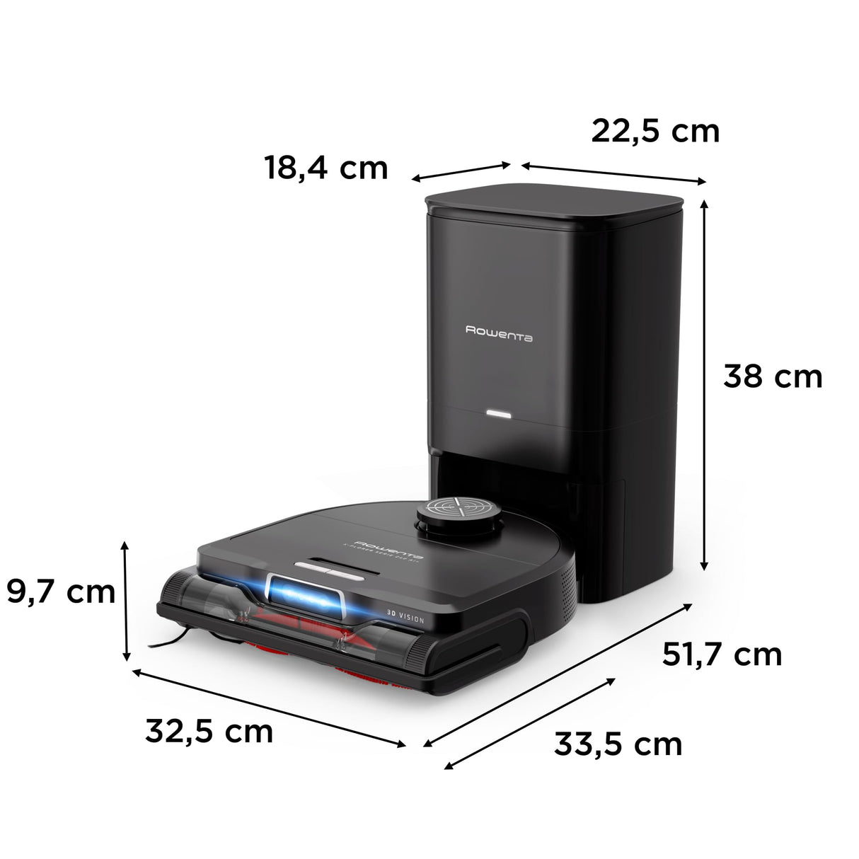 Rowenta X-Plorer Serie 220+ Animal Robot Aspirador Lavador, Cepillo extragrande, Fregona vibratoria XL, 5600 Pa, Navegación láser RR9495WH, Negro