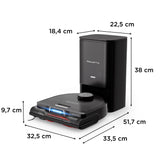 Rowenta X-Plorer Serie 220+ Animal Robot Aspirador Lavador, Cepillo extragrande, Fregona vibratoria XL, 5600 Pa, Navegación láser RR9495WH, Negro
