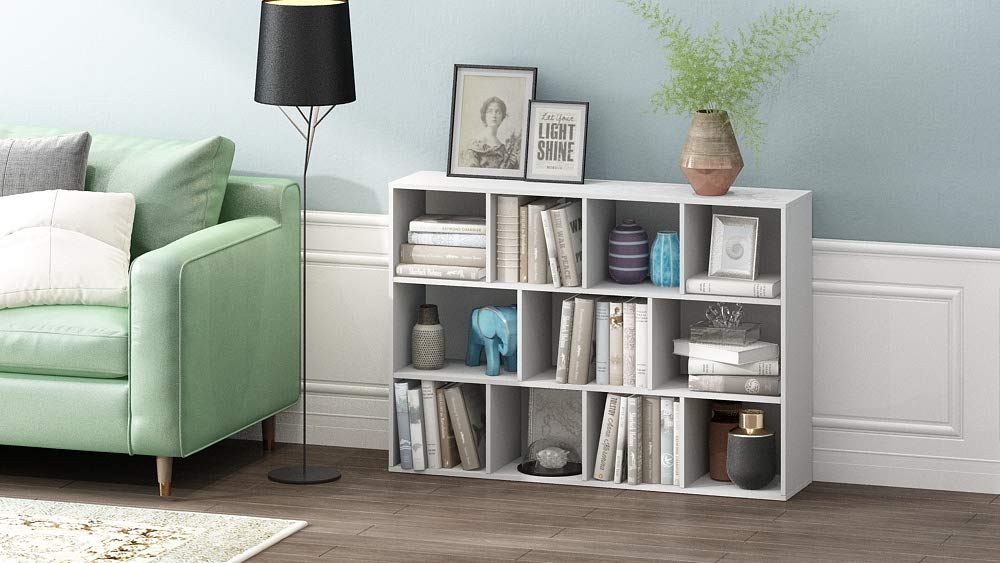 Furinno Luder Estantería Abierta Librería de 11 Cubos, Blanco