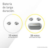 Technics EAH-AZ100E-S Auriculares Inalámbricos con Cancelación De Ruido, Bluetooth Multipunto, Voice Focus AI, Cómodos Auriculares Internos, Color Plateado