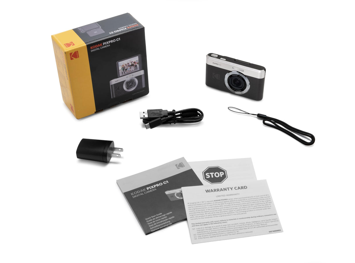 KODAK Pixpro C1 - Cámara Digital Ultra compacta | 13MP BSI CMOS, Zoom 4X, Pantalla LCD de 2.8", Flash LED, Batería integrada, Negro