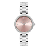 Olivia Burton Reloj con Movimiento de Cuarzo de Tres Manecillas para Mujer Colección Dimension con Correa de Acero Inoxidable Plateada - 24000259