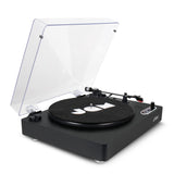 Jam Spun Out Tocadiscos Inalámbrico - Tocadiscos Bluetooth, Reproductor de Vinilo de 3 Velocidades Portátil con Cubierta Protectora, Salida de Auriculares, Aux-In, MP3, Negro