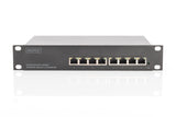 DIGITUS Gigabit Ethernet Switch - 10 pulgadas - 8 puertos - L2+ Managed - VLAN, Link Aggregation & Port Control - Negro