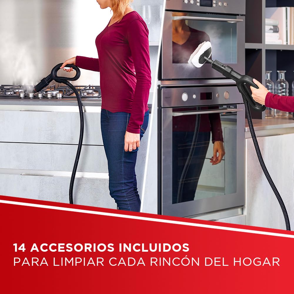 Polti Vaporetto Smart 120, Limpiador a Vapor con Caldera, 4 Bares de Presión, Potencia Máxima 1500 W, Depósito Extraíble de 2 L, Calentamiento en 2 Minutos, 14 Accesorios incluidos, Blanco y Negro