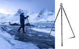Rollei Trípode de Carbono Lion Rock Pro con Cabezal de trípode – Ultraligero, Alta Capacidad de Carga 20 kg, Altura Ajustable hasta 147,5 cm, tamaño Compacto del Paquete, Puntas Intercambiables para
