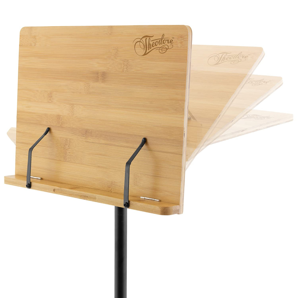 Theodore - Soporte de madera de bambú para música orquestal, soporte de música de escritorio de bambú con base de trípode