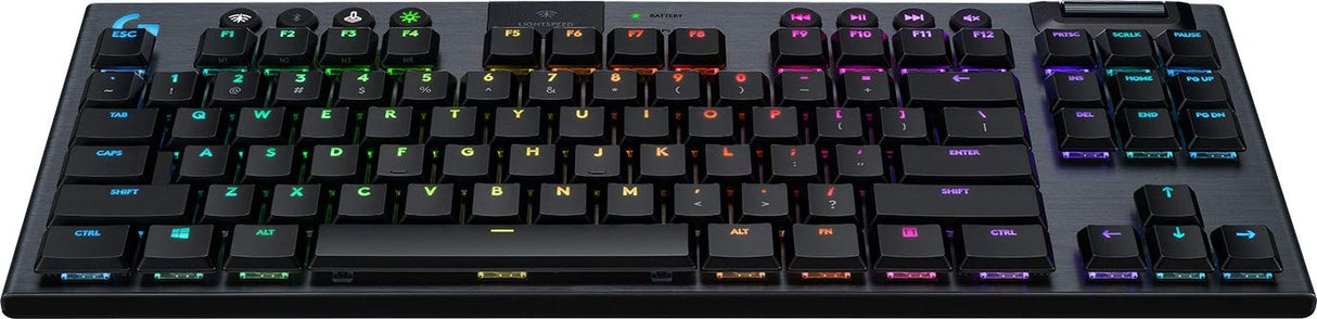 Logitech G915 TKL Tenkeyless Lightspeed RGB Teclado mecánico para Juegos portátil y PC, Interruptor de Perfil bajo, LIGHTSYNC RGB, inalámbrico, función Bluetooth, Negro