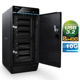 FANTEC 8X Hard Drive Enclosure USB-C 3.1 Gen2 10G for The Installation of 8X 3.5/2.5 Inch SATA I/II/III HDDs/SSDs. Automatic Fan with Internal Temperature Sensor, Lockable Metal housing, Black